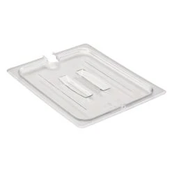 Cambro Camwear 20CWCHN135 Transparent, Polycarbonate, Couvercle À Poignée Avec Encoche Pour Cuillère (Demi Grandeur)