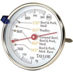 Taylor Thermomètre A Grand Cadran Pour Viande, Tige De 11.4 Cm