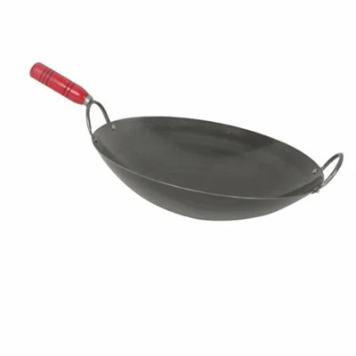 Wok En Acier, Poignée En Bois, Diamètre 35.5 CM 3 Wok En Acier, Poignée En Bois, Diamètre 35.5 CM