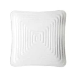 Assiette Carrée A Rainures (Côtelée), En Mélamine, Blanc, 30 CM