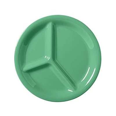 Assiette A 3 Divisions, En Mélamine, Vert Forêt, Diamètre 26 CM 3 Assiette A 3 Divisions, En Mélamine, Vert Forêt, Diamètre 26 CM