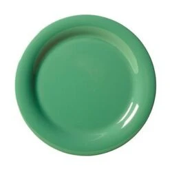 Assiette Ronde, En Mélamine, Bord Affiné, Vert Forêt, 18 CM